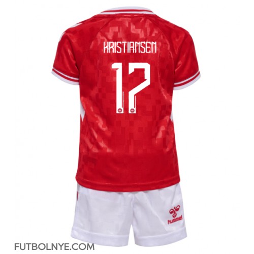 Camiseta Dinamarca Victor Kristiansen #17 Primera Equipación para niños Eurocopa 2024 manga corta (+ pantalones cortos)